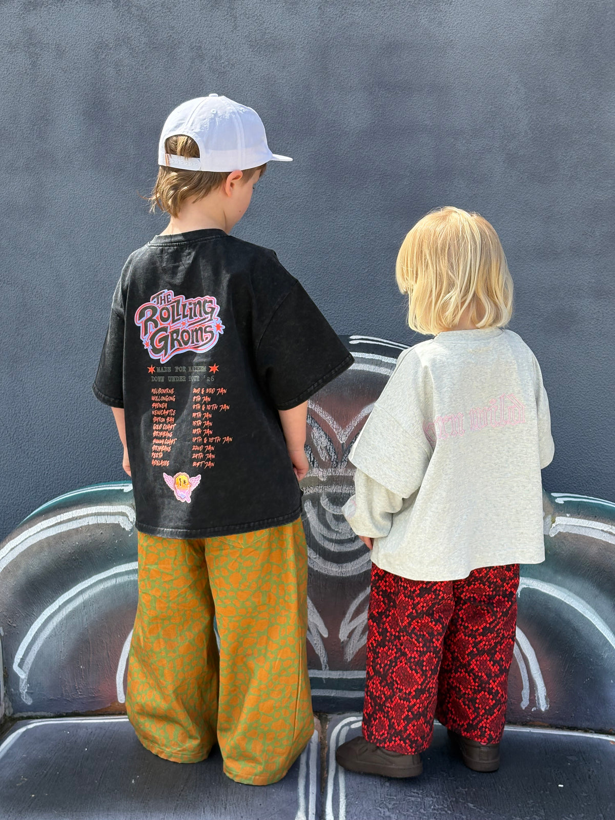 BORN WILD KID GREY 2 LAYER TEE