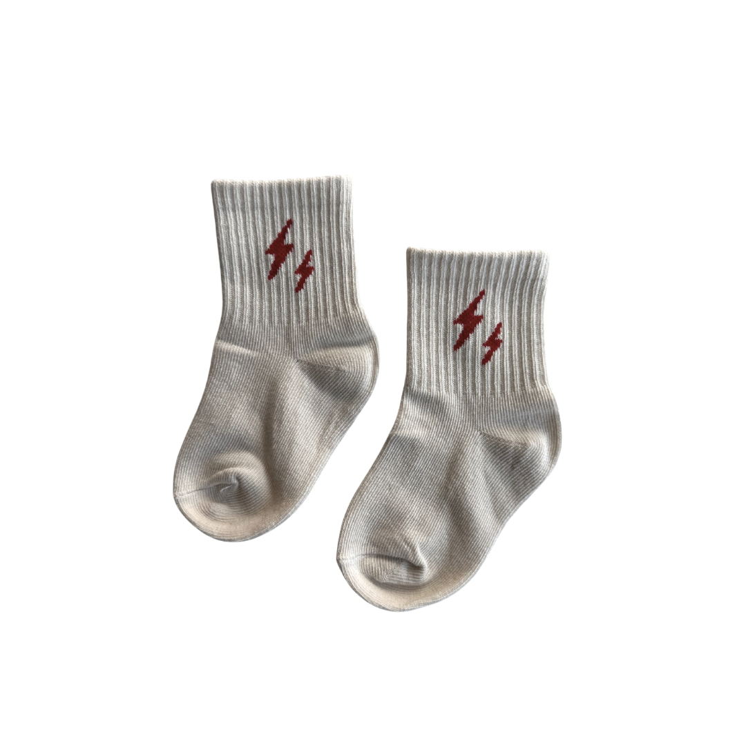 Cream Bolt Socks