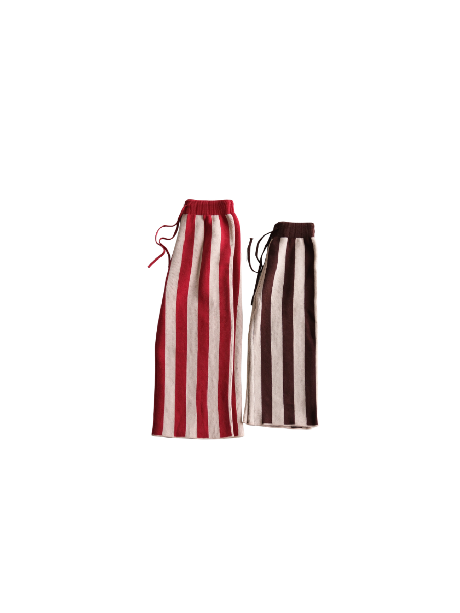 Stripe Knit Pant Red