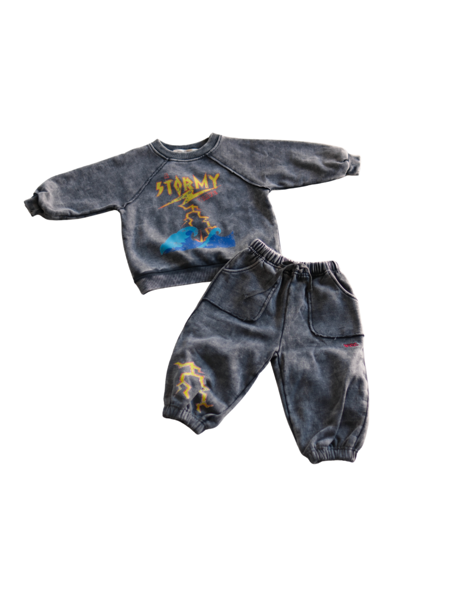 Charcoal Stormy Acid Wash Pant