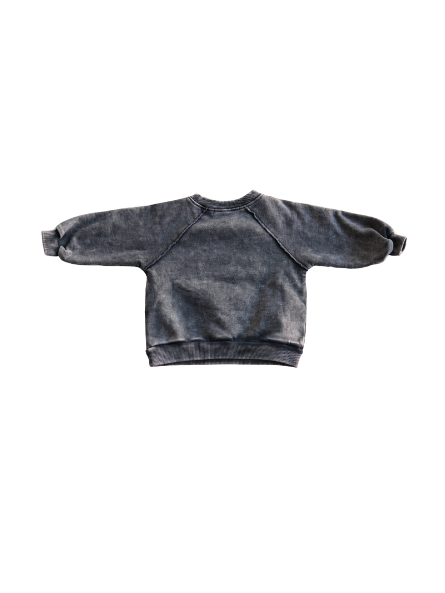 Charcoal Stormy Acid Wash Crew