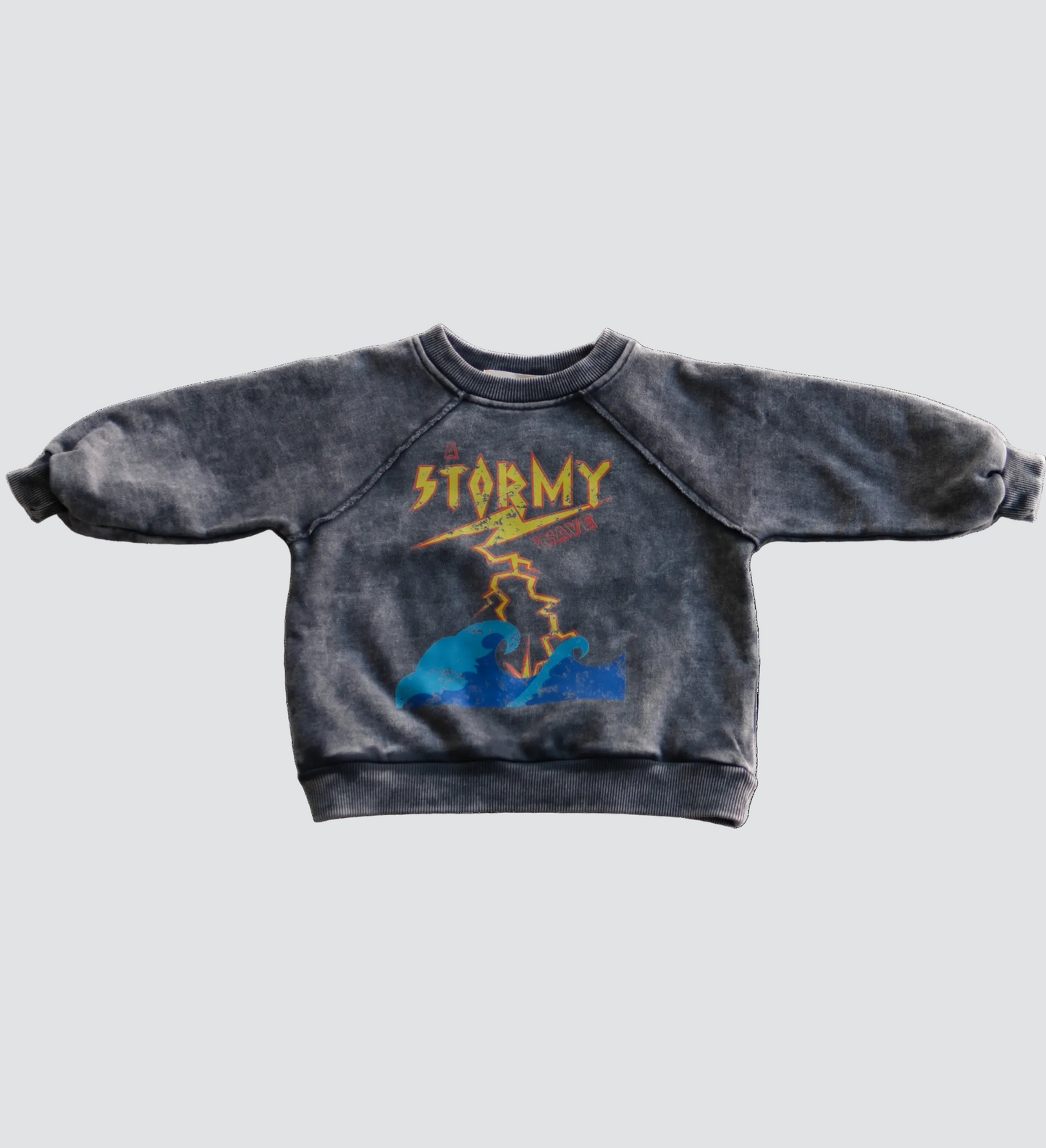 Charcoal Stormy Acid Wash Crew