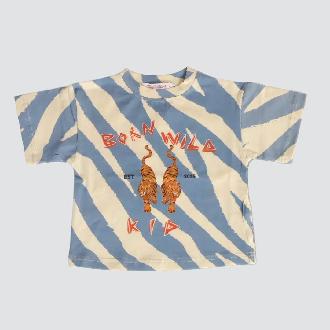 BORN WILD KID TEE - BLUE