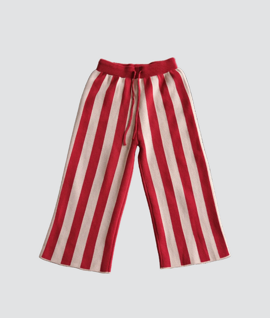 Stripe Knit Pant Red